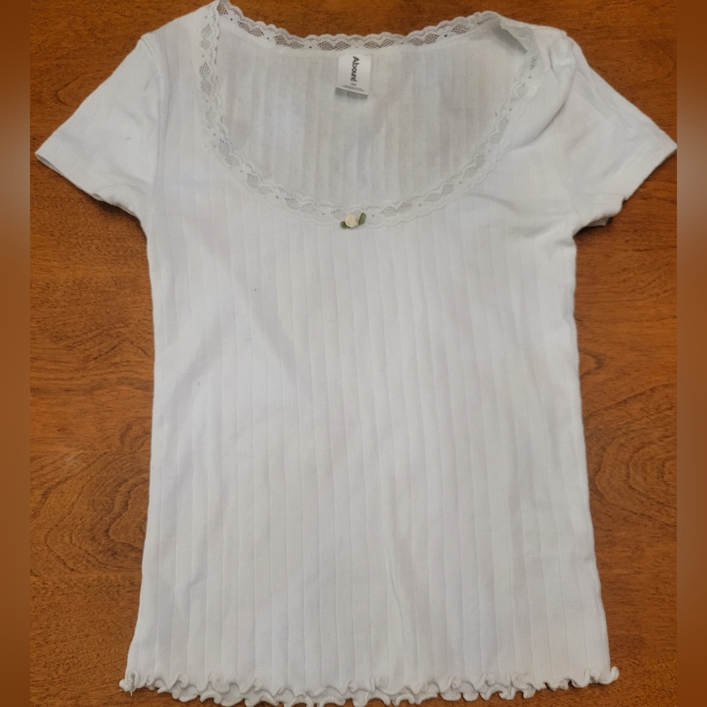 Abound White Lace Trimmed Women's Top | XS